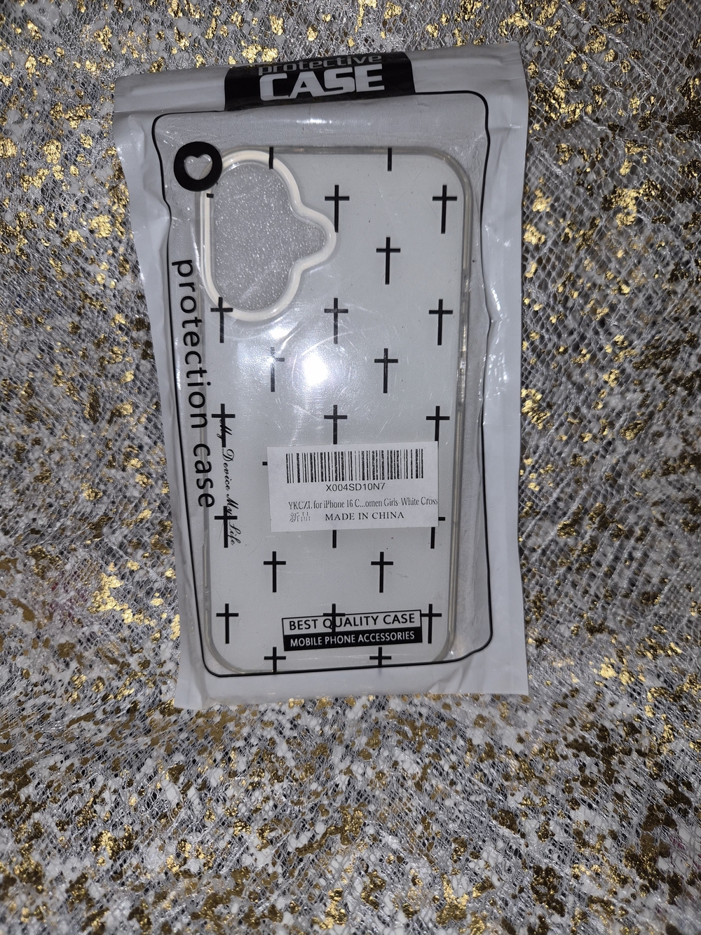 White Cross Pattern Phone Case - Protective Silicone Cover - Picture 3 of 4
